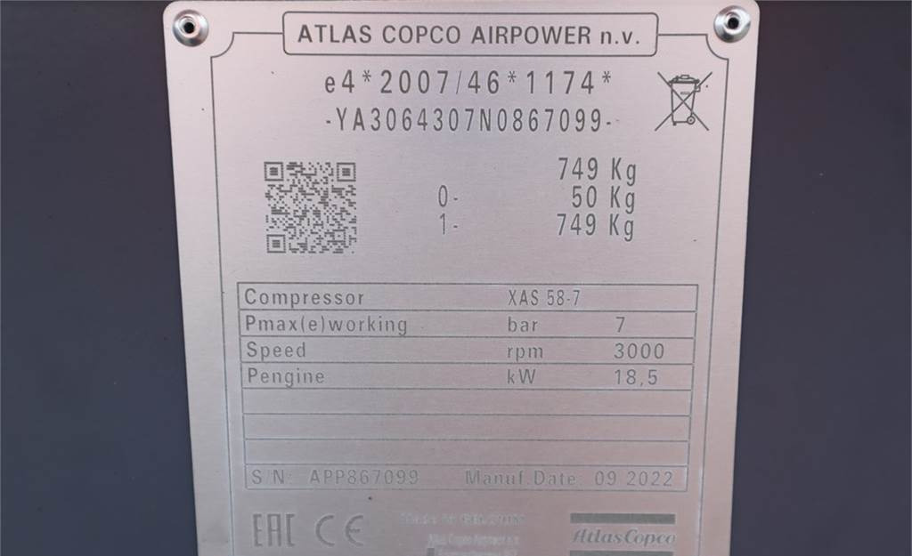 Air compressor Atlas Copco XAS 58-7 Valid inspection, *Guarantee! Diesel, Vol: picture 8