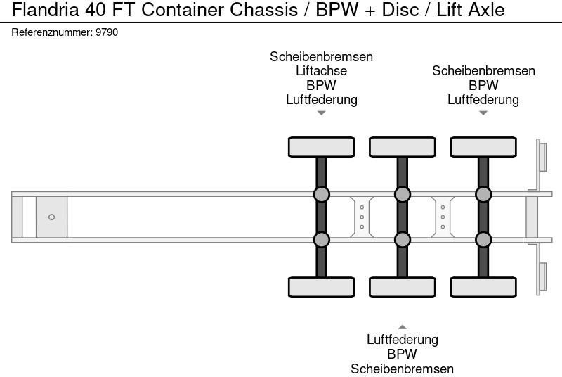 Lease a Flandria 40 FT Container Chassis / BPW + Disc / Lift Axle Flandria 40 FT Container Chassis / BPW + Disc / Lift Axle: picture 9