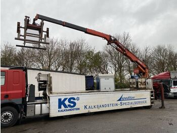 Dropside/ Flatbed semi-trailer Orthaus 2 AS + STEERING AXLE + MKG HLK 330 VG CRANE: picture 1