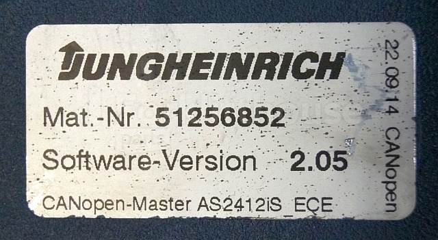 ECU for Material handling equipment Jungheinrich 51226801 Rij/hef/stuur regeling  drive/lift/steering controller AS2412 i S index A  Sw 2,05 51256852 sn. S1AX00047276 from ECE220 year 2014: picture 3