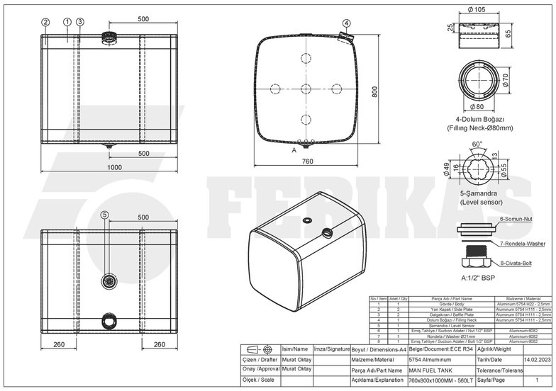 New Fuel tank for Truck NEW 560L fuel tank: picture 8