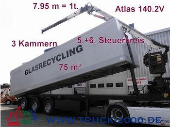 Trailer Glasrecycling 3 Kammern75m³ Atlas140 Kran 8m=1t.: picture 1