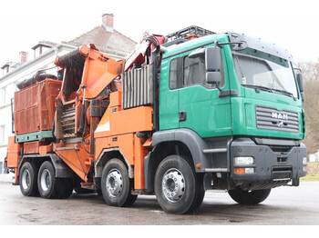 Truck, Crane truck for transportation of timber MAN 41.483  Häcksler 8x4 Motor Kran Penta revidiert: picture 1