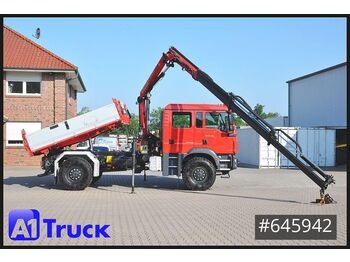 Dropside/ Flatbed truck, Crane truck MAN TGM 18.340, 4x4 Doka Kipper Kran: picture 1