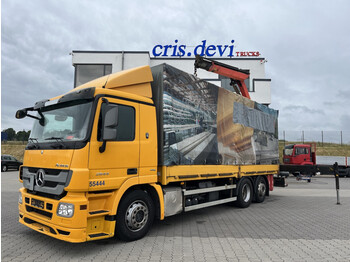 Curtainsider truck, Crane truck Mercedes-Benz 2544 6x2  Palfinger PK 14002 Lenk- Liftachse: picture 1
