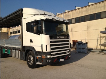 Curtainsider truck Scania 340 114L - 3 assi con pedana idraulica (peso 3000 kg) + telecomando: picture 1