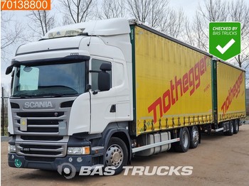 Curtainsider truck Scania R450 6X2 Retarder Liftachse Lifting Roof Standklima 2x Tanks: picture 1