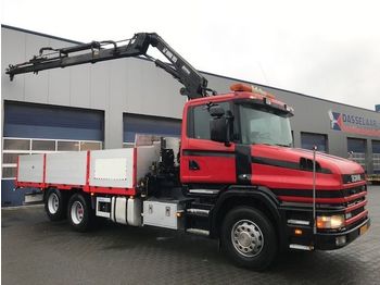 Dropside/ Flatbed truck Scania T124 Manual, Retarder, HIAB 195-3 Hi duo(2004), Radiografisch: picture 1