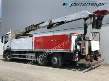 Dropside/ Flatbed truck, Crane truck MERCEDES-BENZ Antos 2536 LL Pritsche HMF 2110-L5 5 fach Ausschub mit Steinzange: picture 4