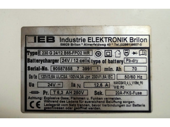 Battery for Material handling equipment IEB 90587858 | IEB charger EFG 230 G 24/12 B65-FP02 WR 24V12,6A 220V 50/60Hz fro: picture 2