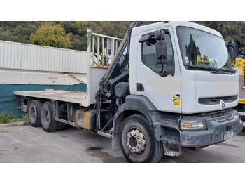 Dropside/ Flatbed truck, Crane truck RENAULT KERAX: picture 1