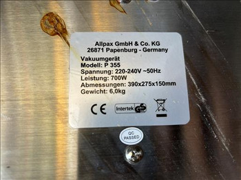 Packaging machinery Allpax P355 Vacuum sealer: picture 5