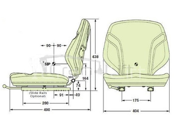 Seat for Loader crane Siedzisko podgrzewane operatora HDS 24V KAB  podłokietniki + szyny: picture 3