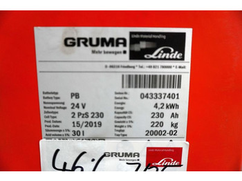 Battery for Material handling equipment GRUMA 24 Volt 2 PzS 230 Ah: picture 5