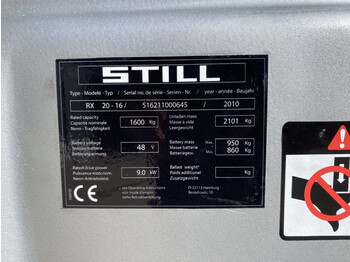 Electric forklift Still RX 20-16 1.6 ton Duplex Freelift Sideshift Elektra Heftruck: picture 4