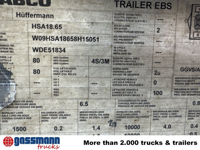 Hüffermann HSA 18.65 Schlittenabroller - Roll-off/ Skip trailer: picture 5 Hüffermann HSA 18.65 Schlittenabroller - Roll-off/ Skip trailer: picture 5