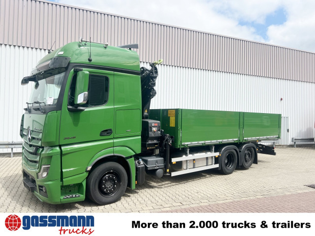 New Dropside/ Flatbed truck, Crane truck Mercedes-Benz Actros 2548 L 6x2 mit Kran Hiab X-HiDuo 228: picture 9