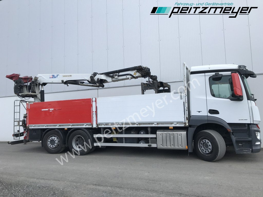 Dropside/ Flatbed truck, Crane truck MERCEDES-BENZ Antos 2536 LL Pritsche HMF 2110-L5 5 fach Ausschub mit Steinzange: picture 7