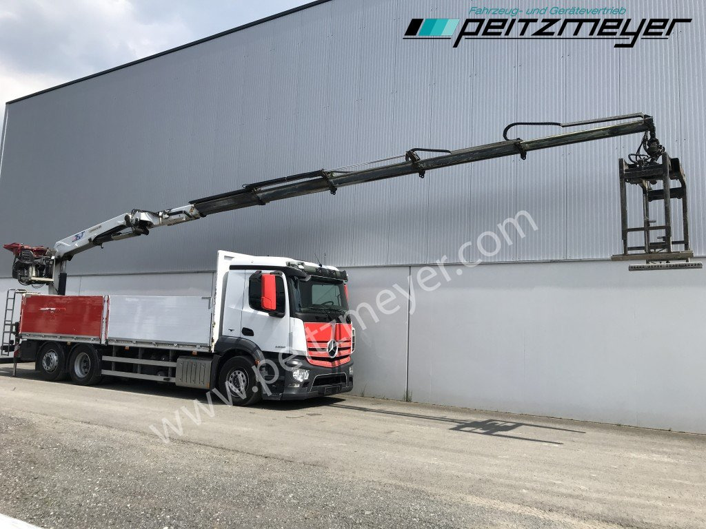 Dropside/ Flatbed truck, Crane truck MERCEDES-BENZ Antos 2536 LL Pritsche HMF 2110-L5 5 fach Ausschub mit Steinzange: picture 17