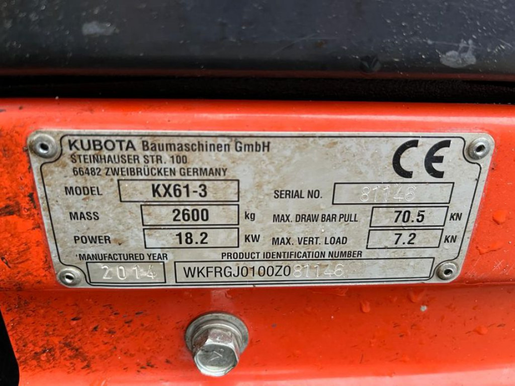 Mini excavator KUBOTA Minibagger KX 61 Minibagger 2245h, incl. Grabn+Tieflöffel: picture 8