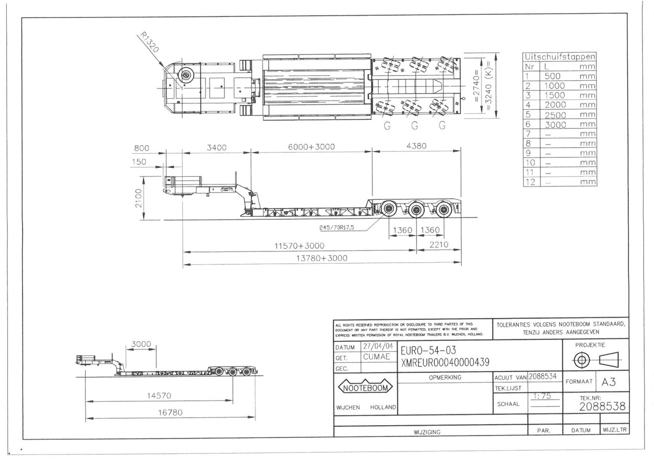 Low loader semi-trailer for transportation of heavy machinery Nooteboom Euro-54-03 Euro-54-03, Schwanenhals abfahrbar, Hydr. Zwangsgelenkt: picture 15