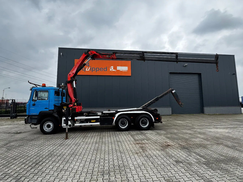 MAN FE 410A, 6x4, EURO 2, Palfinger PK17000 Crane + VDL HOOK, full spring, manual gearbox, MOT 9/2025 - Hook lift truck, Crane truck: picture 1 MAN FE 410A, 6x4, EURO 2, Palfinger PK17000 Crane + VDL HOOK, full spring, manual gearbox, MOT 9/2025 - Hook lift truck, Crane truck: picture 1