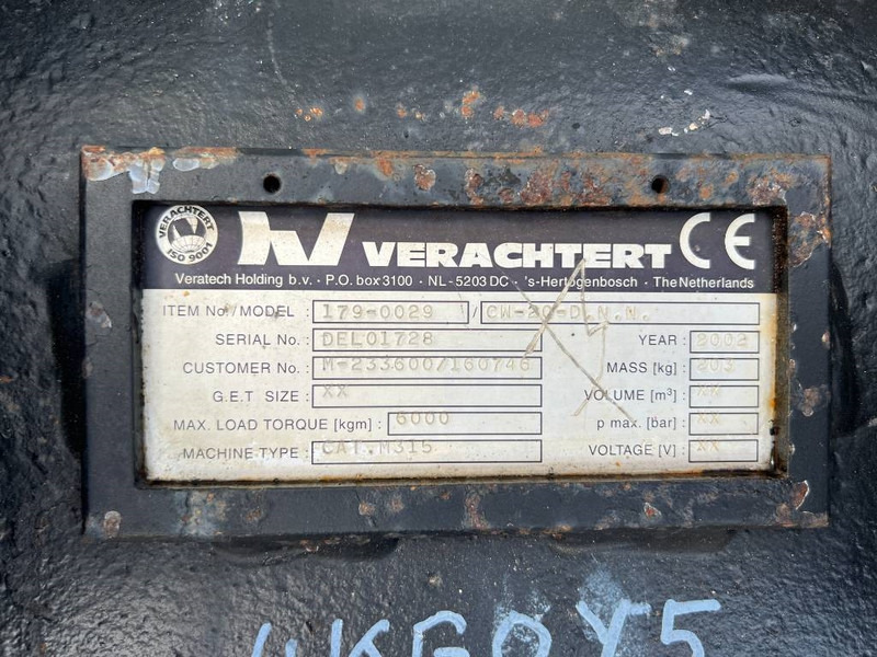 Quick coupler for Construction machinery Verachtert CW20 - M316C: picture 14