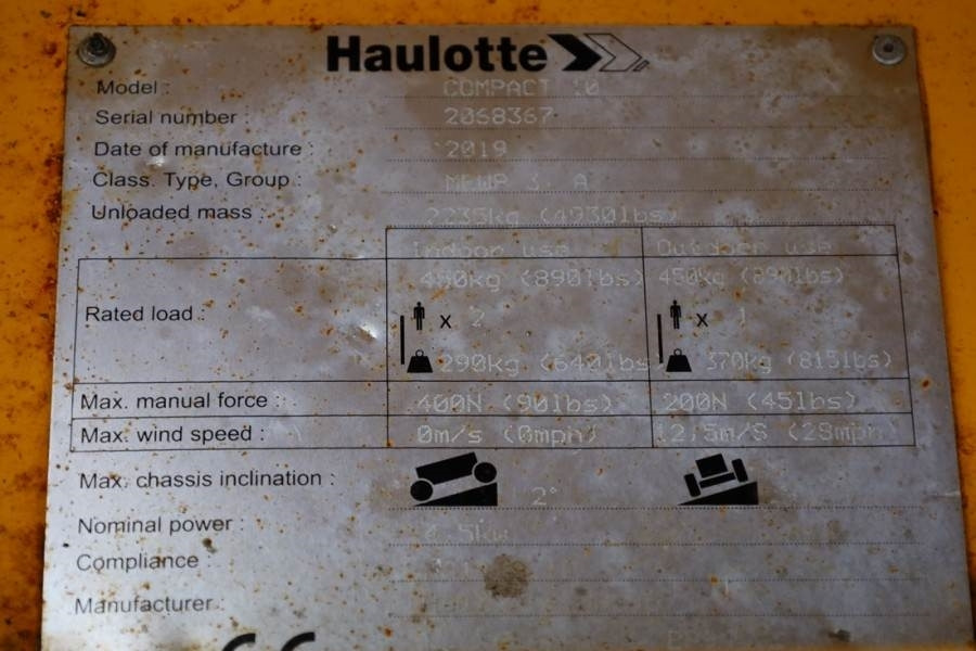 Scissor lift Haulotte Compact 10 Electric, 10.2m Working Height, 450kg C: picture 6