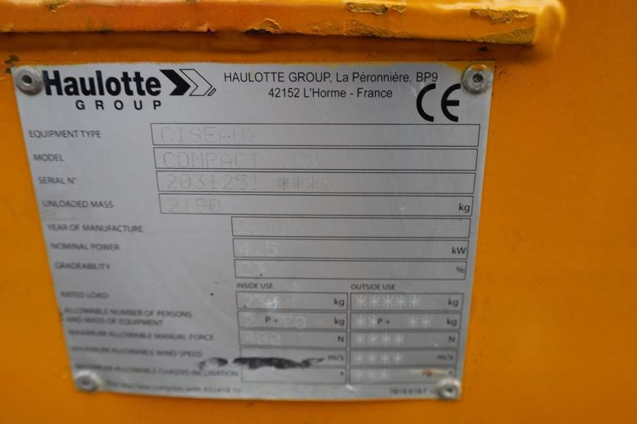 Scissor lift Haulotte Compact 10N Electric, 10m Working Height, 230kg Ca: picture 7