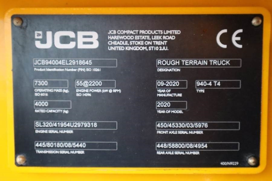 Rough terrain forklift JCB 940-4 T4 Valid inspection, *Guarantee! Diesel, 4x4: picture 6