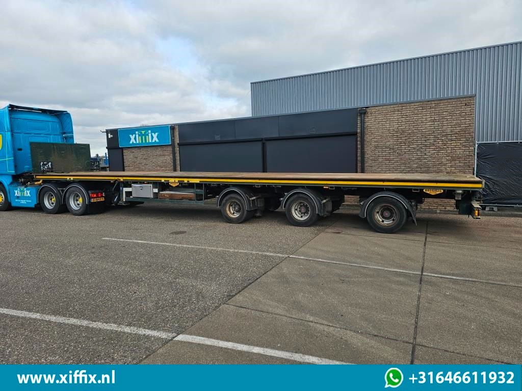 Dropside/ Flatbed semi-trailer Broshuis 3-ass. Vlakke uitschuifbare Mega oplegger / 3x gestuurd: picture 9