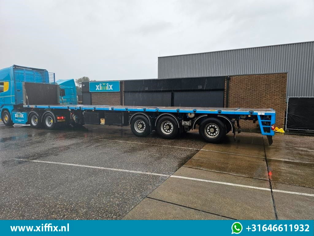 Dropside/ Flatbed semi-trailer ES-GE 3-ass. Vlakke uitschuifbare oplegger / Naloop gestuurd: picture 11