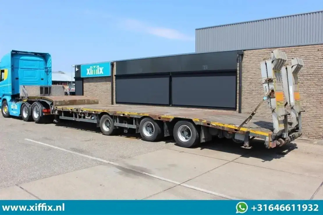Meusburger 3-ass. Uitschuifbare semi dieplader met Alu. kleppen / Naloop gestuur - Low loader semi-trailer: picture 4 Meusburger 3-ass. Uitschuifbare semi dieplader met Alu. kleppen / Naloop gestuur - Low loader semi-trailer: picture 4
