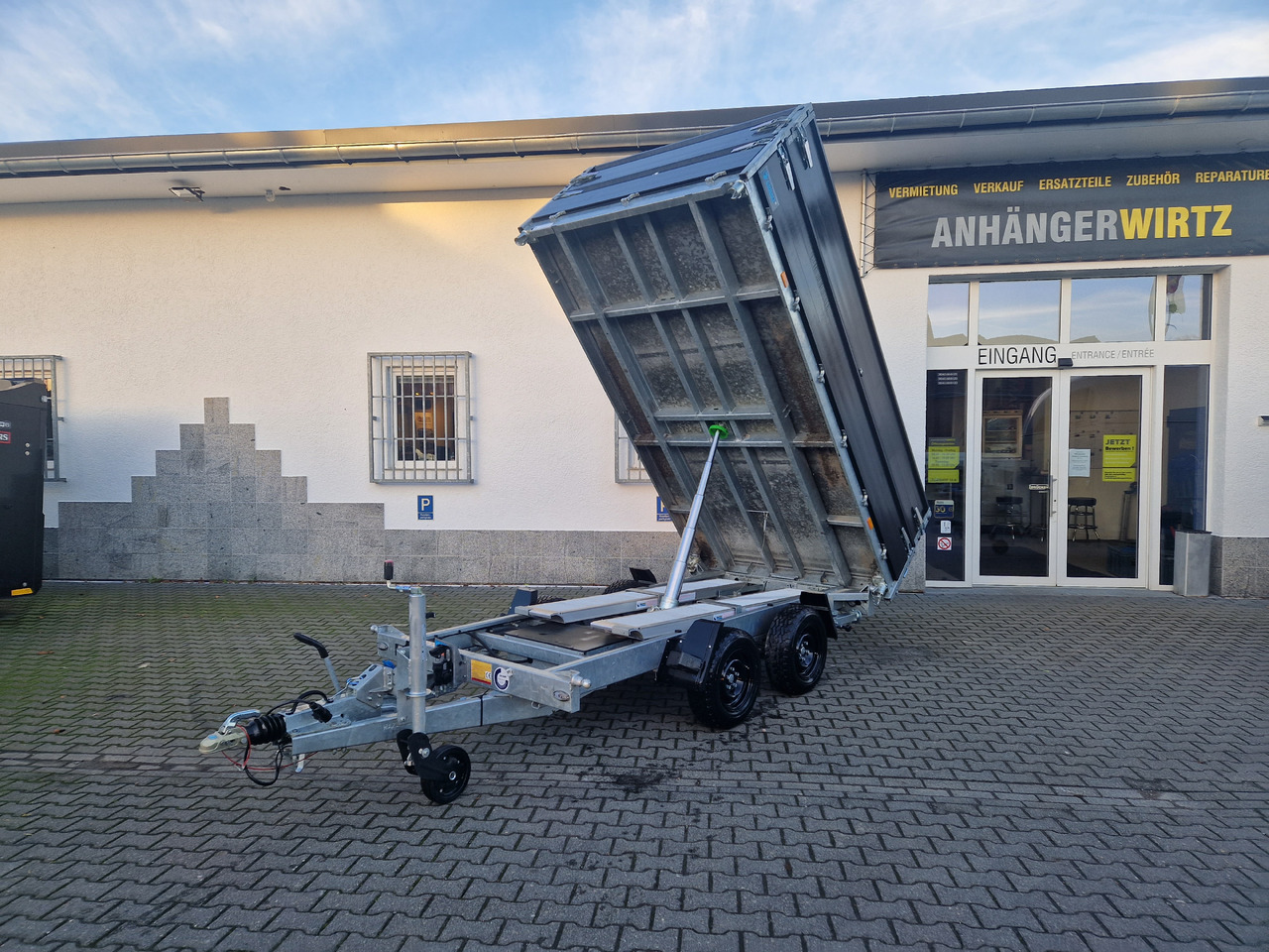 COBALT+ 335x180x40cm black +40cm hohe Aluwände Elektro Rampen Stützen Parabelfederung 3500kg - Tipper trailer: picture 2 COBALT+ 335x180x40cm black +40cm hohe Aluwände Elektro Rampen Stützen Parabelfederung 3500kg - Tipper trailer: picture 2