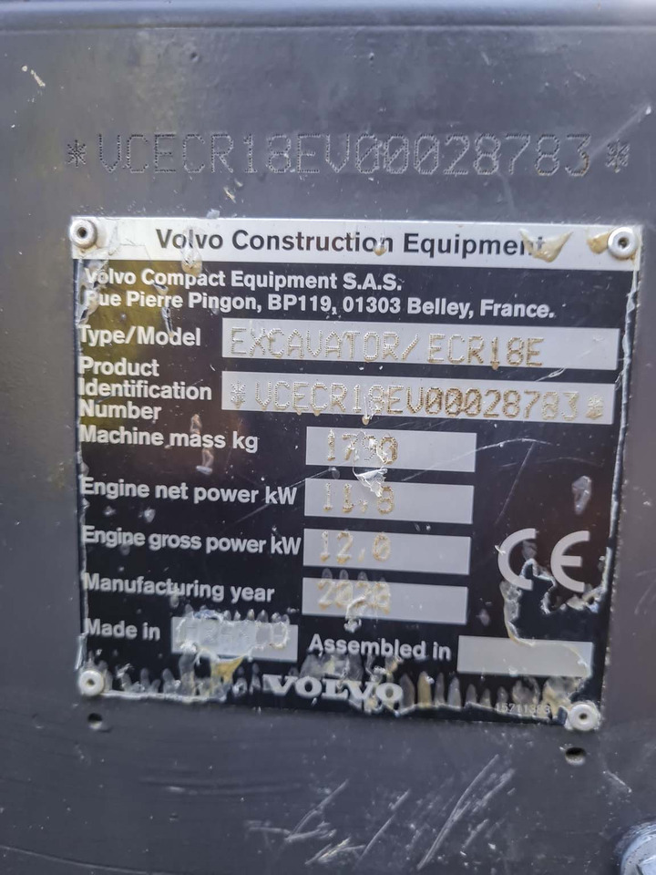 Mini excavator VOLVO ECR18E: picture 20
