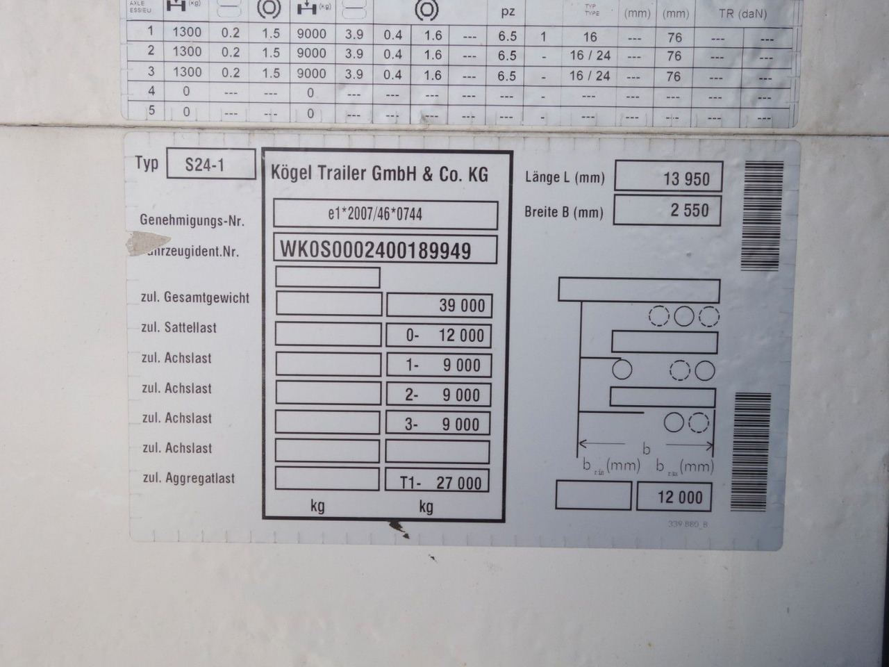 Curtainsider semi-trailer Kögel SN24 MEGA, Liftachse, SAF Achsen, XL Code: picture 16