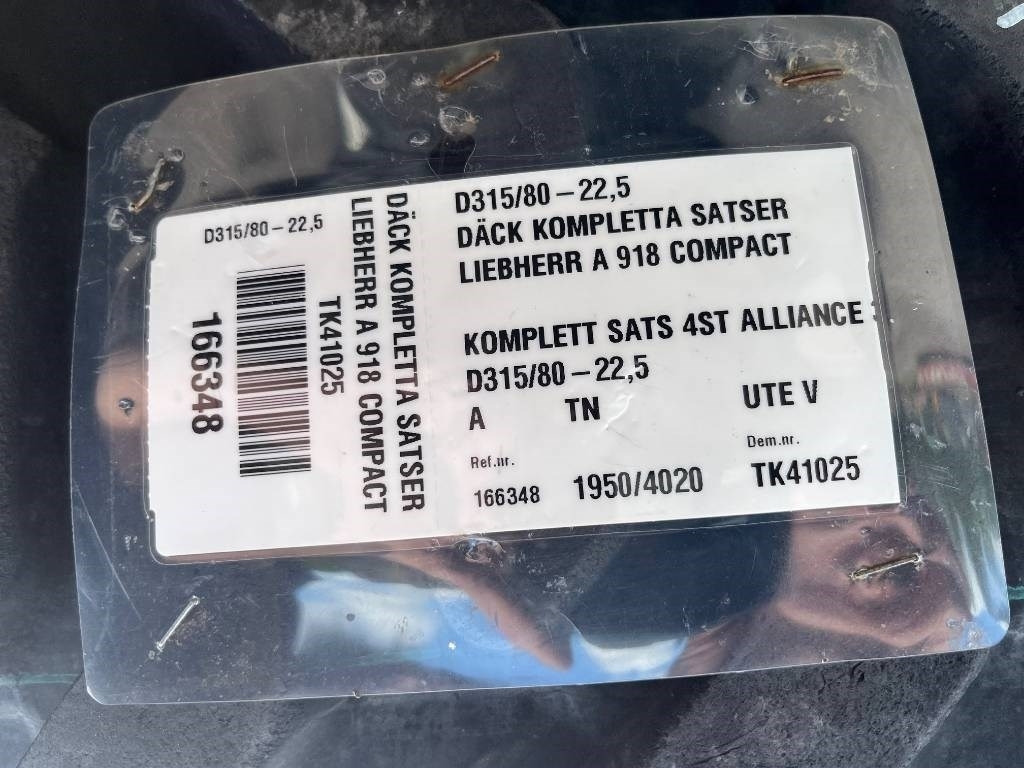 Alliance 315/80-22,5 till Liebherr A 918 - Tire for Construction machinery: picture 2 Alliance 315/80-22,5 till Liebherr A 918 - Tire for Construction machinery: picture 2