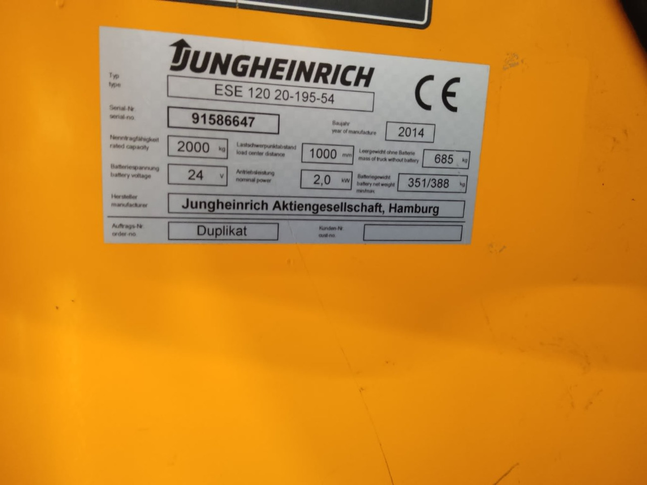 Jungheinrich ESE120/1950mm - Pallet truck: picture 2 Jungheinrich ESE120/1950mm - Pallet truck: picture 2