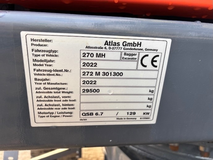 Wheel excavator Atlas 270 MH - 270MH - 250 MH - 350 MH: picture 26