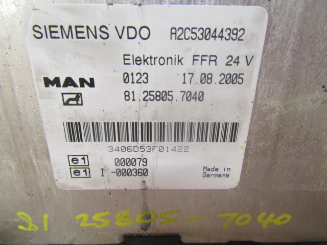 MAN TGA ELECTRONIC FFR UNIT P/NO 81.25805.7040 - Electrical system for Truck: picture 2 MAN TGA ELECTRONIC FFR UNIT P/NO 81.25805.7040 - Electrical system for Truck: picture 2