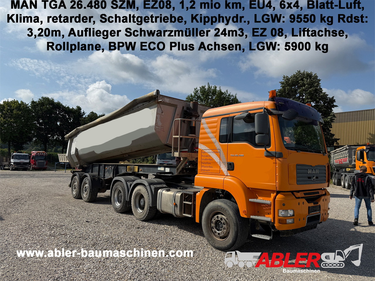 MAN TGA 26.480 6x4 SZM mit Kippauflieger - Tipper: picture 1 MAN TGA 26.480 6x4 SZM mit Kippauflieger - Tipper: picture 1