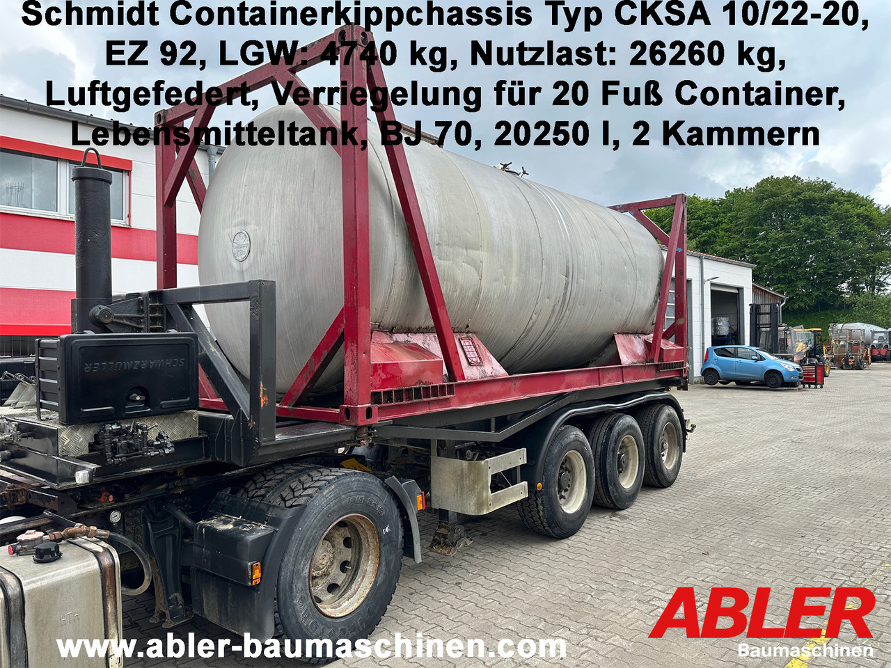 Schmidt CKSA 10/22-20 20 ft Containerkippchassis mit Lebensmitteltank - Tipper semi-trailer: picture 1 Schmidt CKSA 10/22-20 20 ft Containerkippchassis mit Lebensmitteltank - Tipper semi-trailer: picture 1