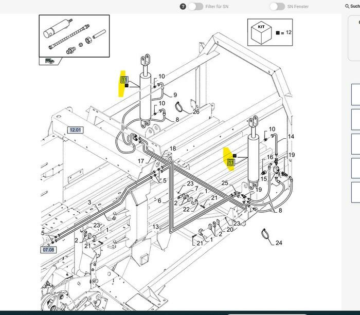 New Holland 84408341 Hydraulikzylinder - Attachment for Farm tractor: picture 4 New Holland 84408341 Hydraulikzylinder - Attachment for Farm tractor: picture 4