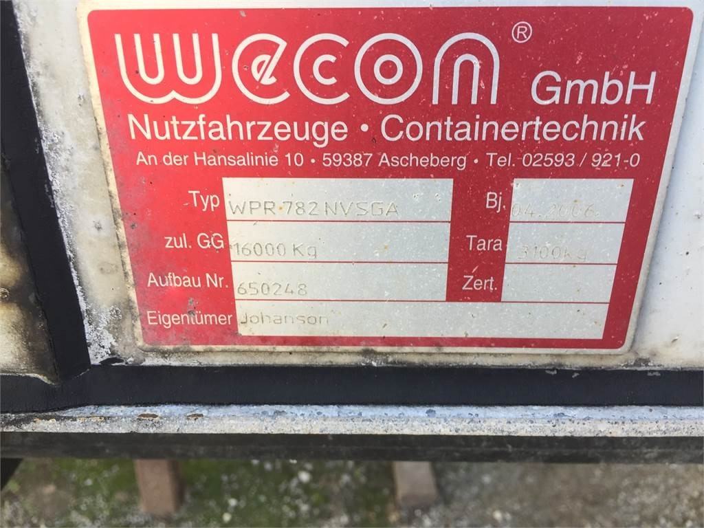 Curtainside swap body Wecon WPR 782 NVSGA 7820 mm gardin veksellad + hæve tag: picture 7