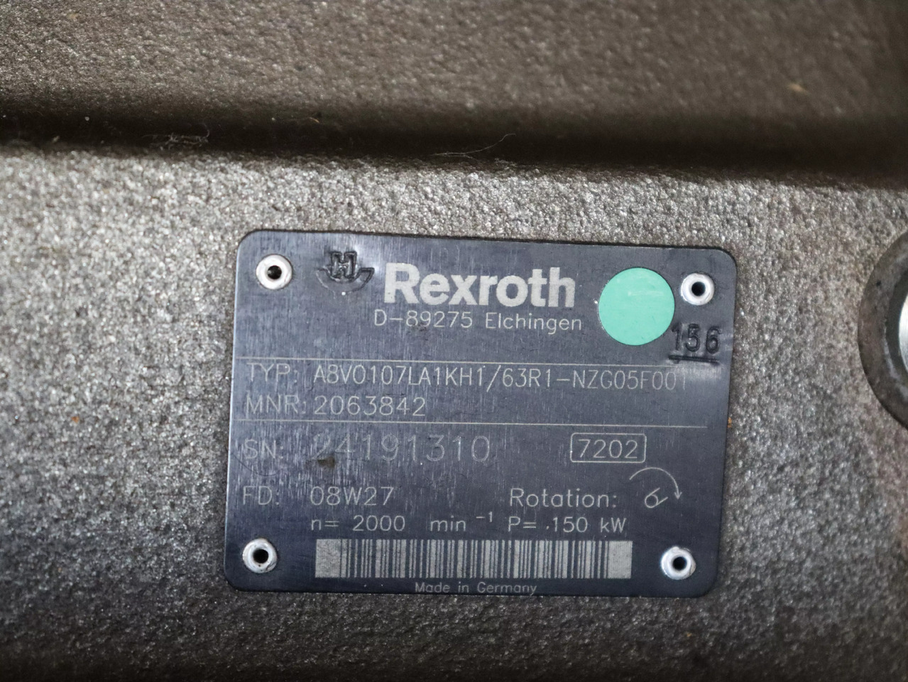 REXROTH A8VO107LA1KH1/63R1-NZG05F001 - Hydraulic pump for Material handling equipment: picture 5 REXROTH A8VO107LA1KH1/63R1-NZG05F001 - Hydraulic pump for Material handling equipment: picture 5