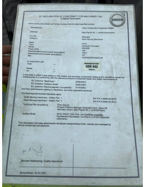 Volvo EW 220 E TUNNEL - Crawler excavator: picture 5 Volvo EW 220 E TUNNEL - Crawler excavator: picture 5