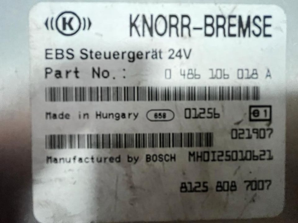MAN KNORR BREMSE EBS Steuergerät 81.25808.7007 - ECU for Truck: picture 2 MAN KNORR BREMSE EBS Steuergerät 81.25808.7007 - ECU for Truck: picture 2