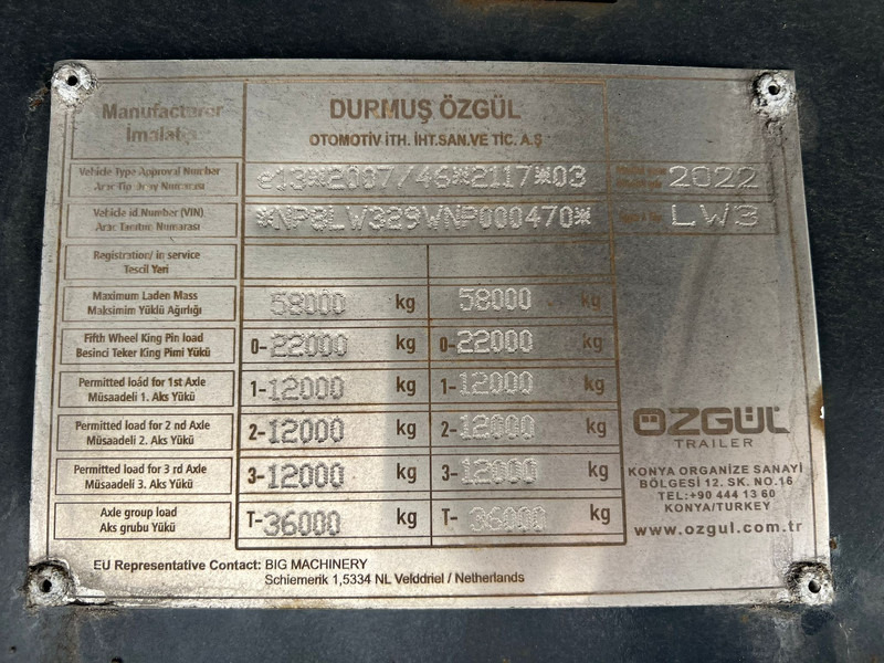 OZGUL LW3 EU 1SS - Low loader semi-trailer: picture 4 OZGUL LW3 EU 1SS - Low loader semi-trailer: picture 4