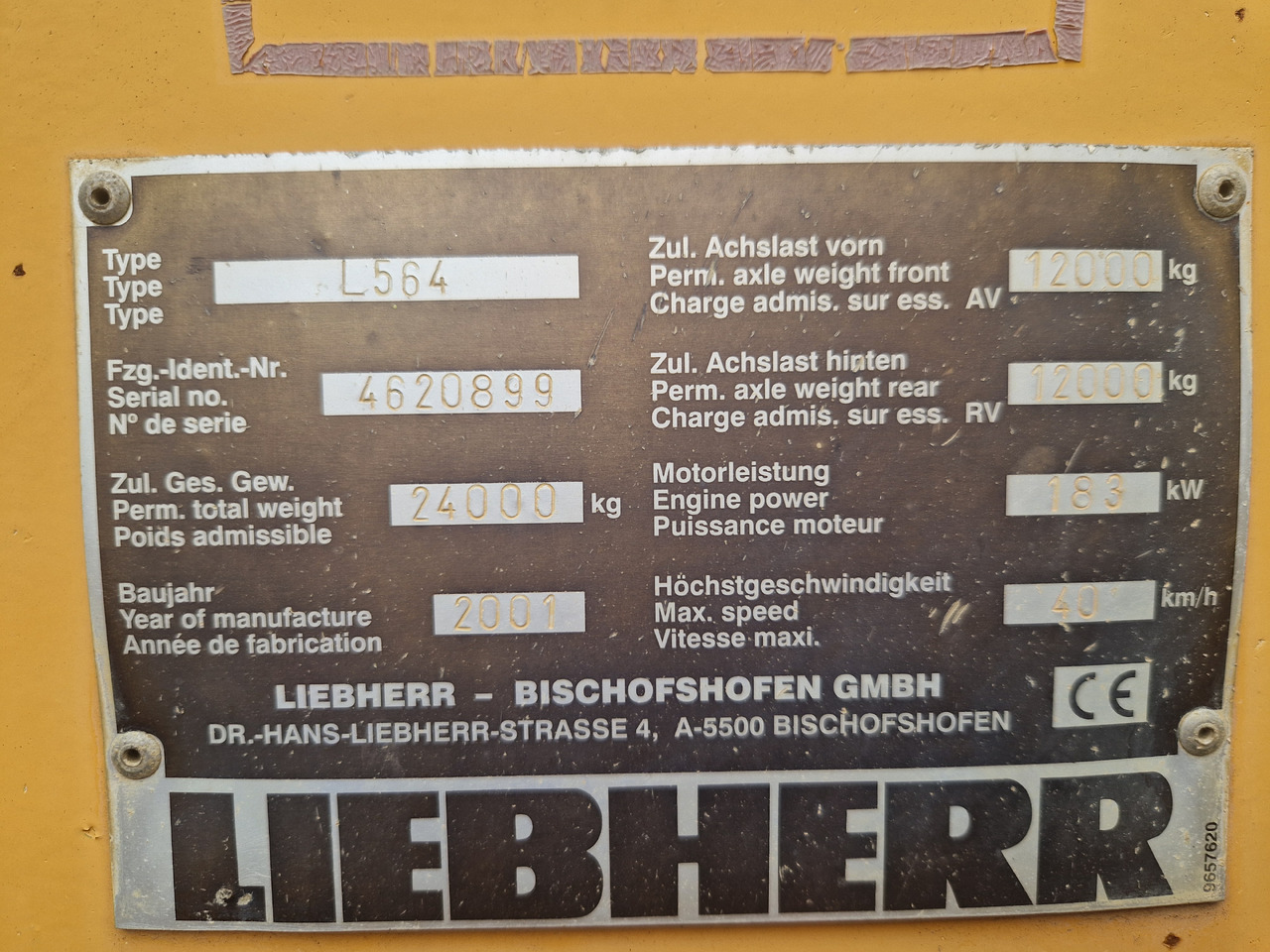 LIEBHERR L564 N/S: 4620899 (2001)  - Wheel loader: picture 3 LIEBHERR L564 N/S: 4620899 (2001)  - Wheel loader: picture 3