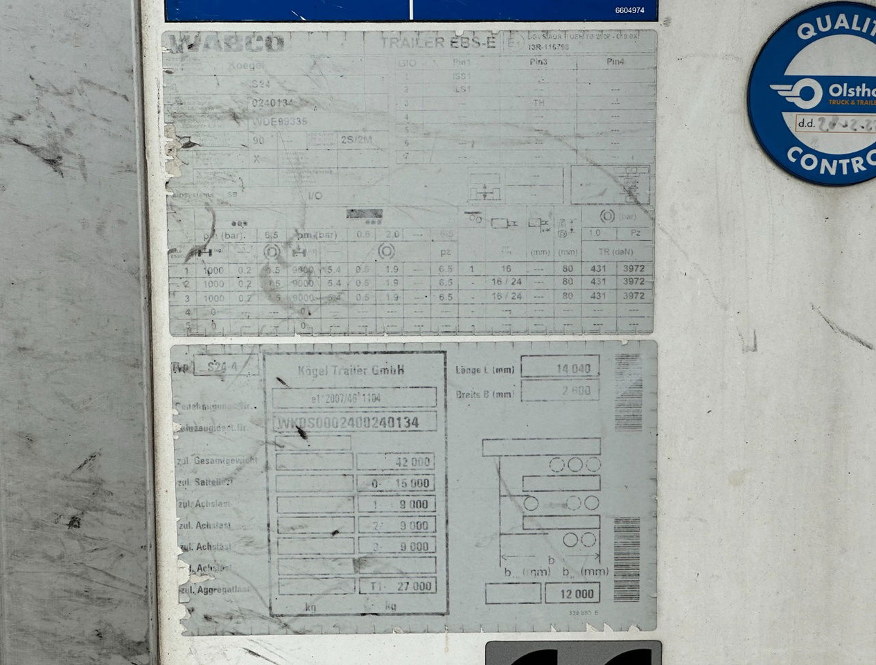 Refrigerator semi-trailer Kögel S24-4 Thermo King SLXi 300 Lift Axle 1340x250x270 CM Inside Super Condition: picture 25